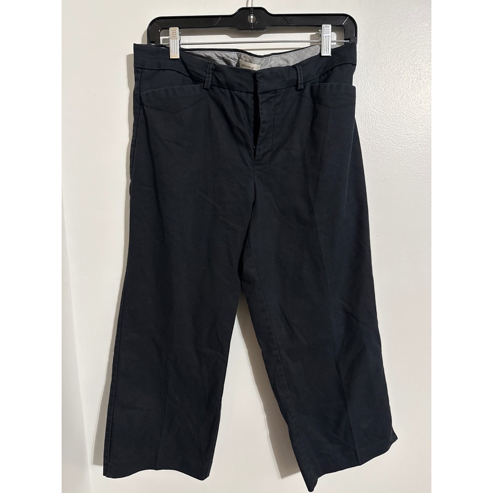 Dockers Womens Black Cropped Chino Pants Size 8 Straight Leg Mid Rise Stretch